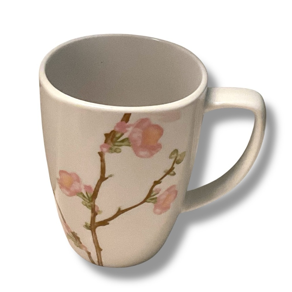 Vintage Corelle Mug Cherry Blossoms Pink White Floral‎ Porcelain Tea Coffee Cup